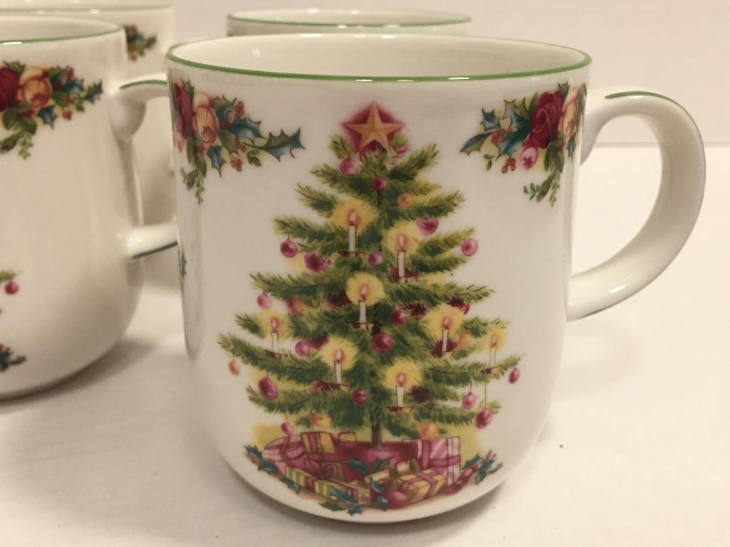 Royal Albert Old Country Rose Christmas Tea Set w/4 Mugs