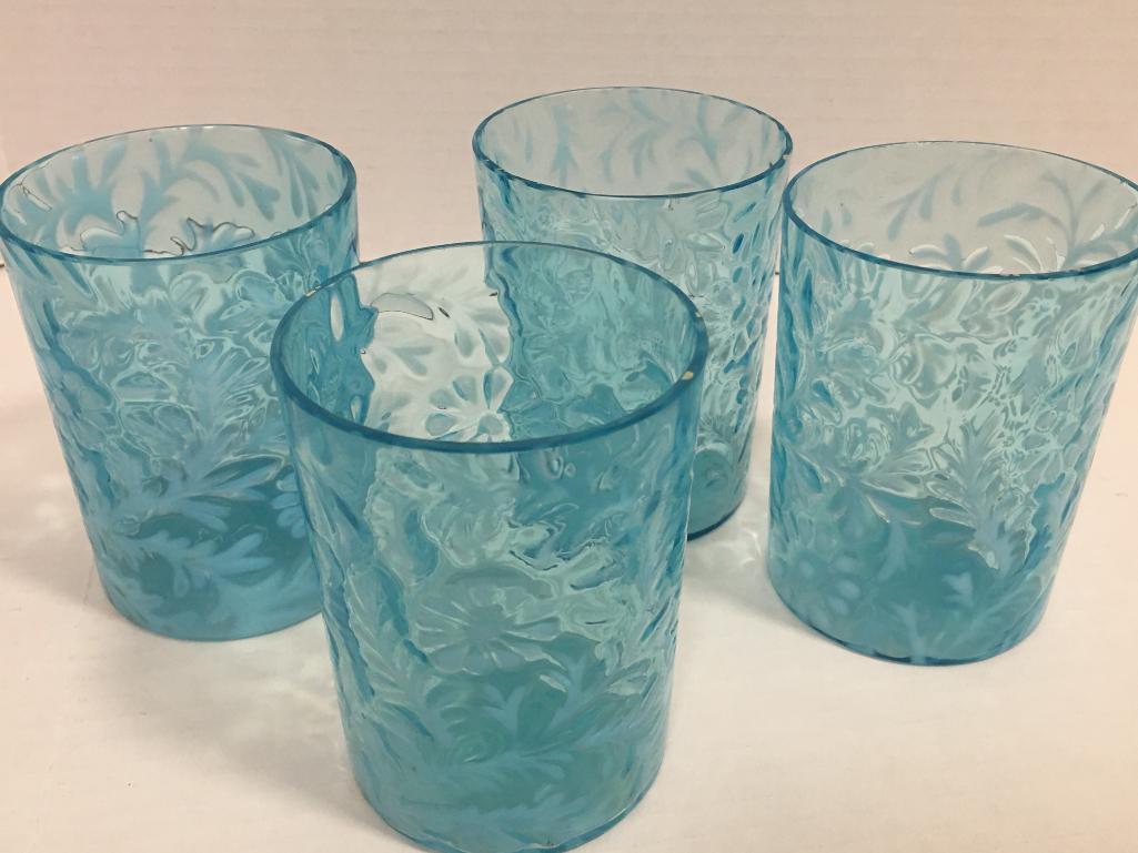 Set of 4 Blue Glass Glasses