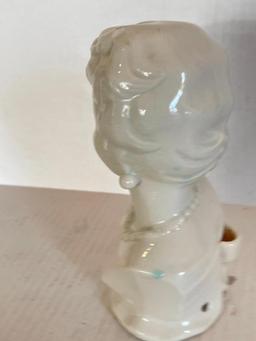 Vintage Porcelain Lady Perfume Lamp Head Figure