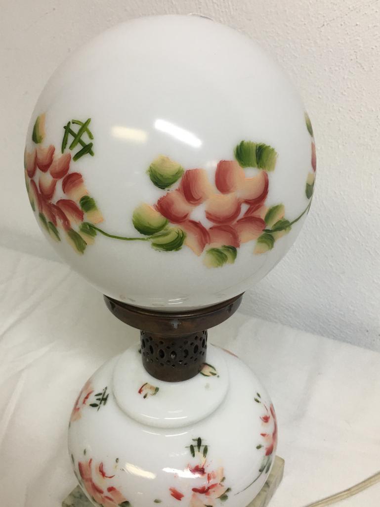 Vintage Hand Painted Gone with The Wind Electric Lamp w/Marble Base