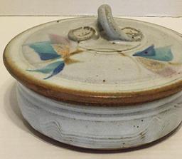 Handmade & Signed Pottery Dish w/Lid