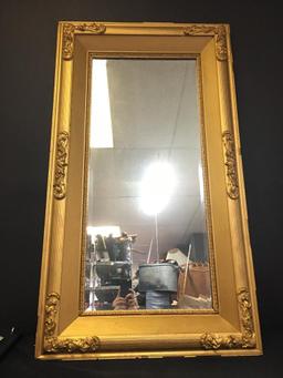 Antique Ornate Gold Tone Beveled Mirror