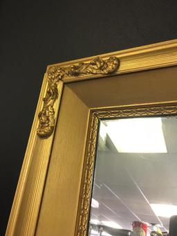 Antique Ornate Gold Tone Beveled Mirror