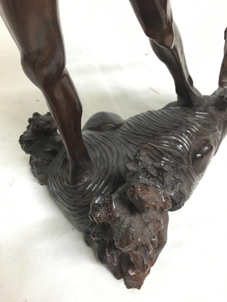 Wood Carved Fisherman Statue