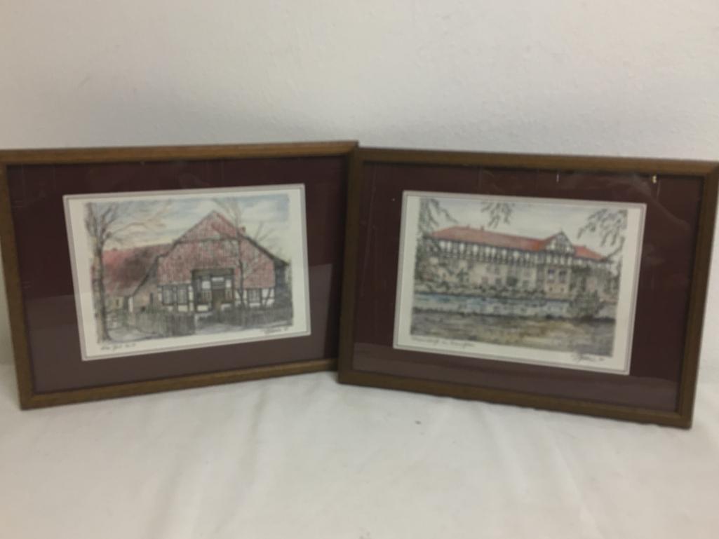 Pair of Framed & Signed Original Sketches