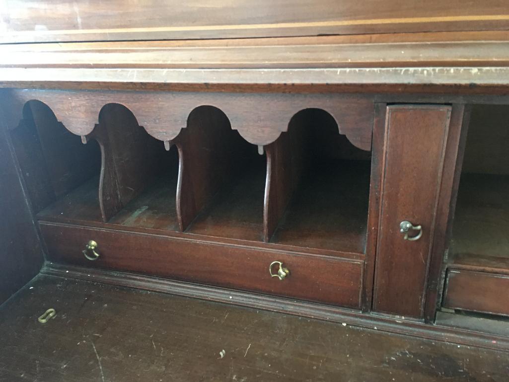 Antique Secretary Desk Bookcase w/Wood Inlay Detail