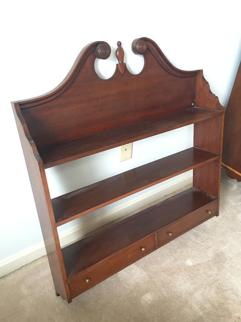 Vintage Wood Display Shelf w/Drawers