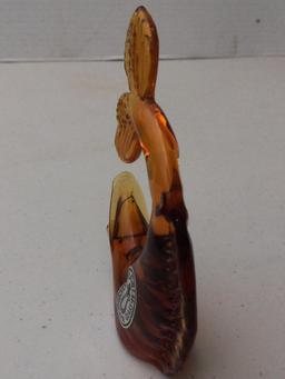 Hand Blown Amber Glass Fish