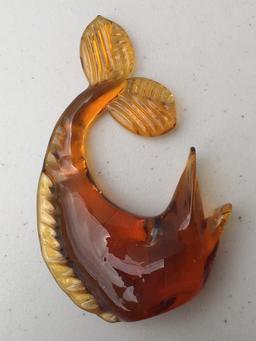 Hand Blown Amber Glass Fish