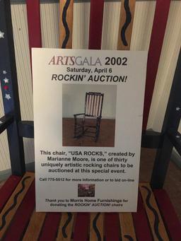 USA ROCKS, Artistic Hand Painted Rocking Chair by Marianne Moore