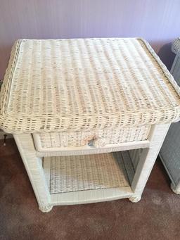 White Wicker Pier One Nightstand