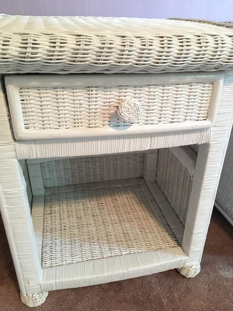 White Wicker Pier One Nightstand