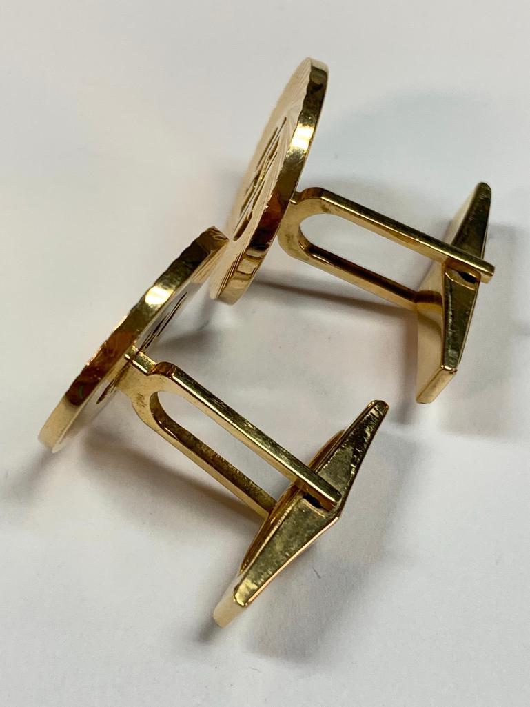 14k Yellow Gold Monogrammed Cufflinks