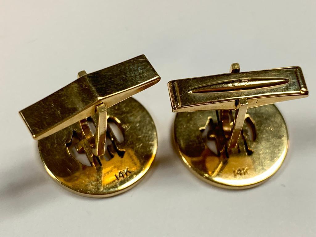 14k Yellow Gold Monogrammed Cufflinks