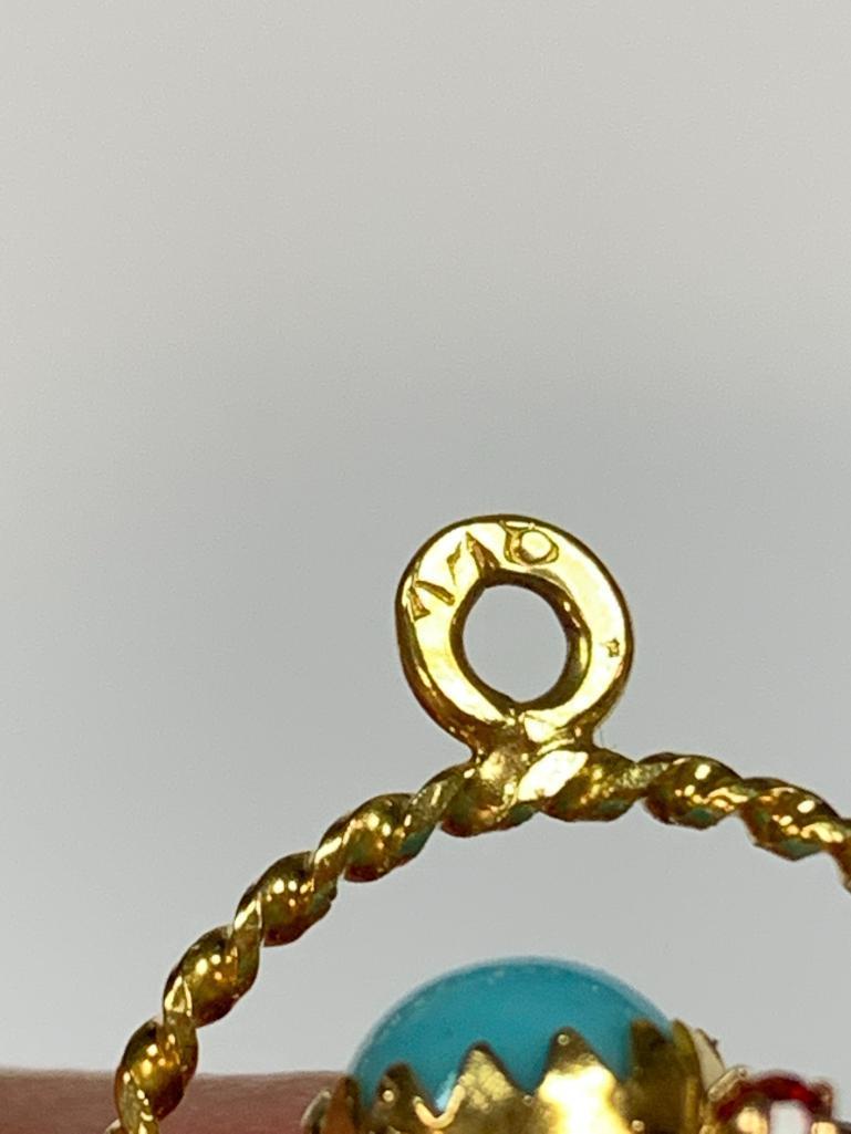 18k Yellow Gold & Turquoise Charm