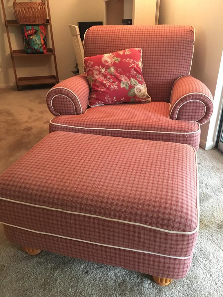 Oversized Plaid Chair w/Ottoman by Guild Craft