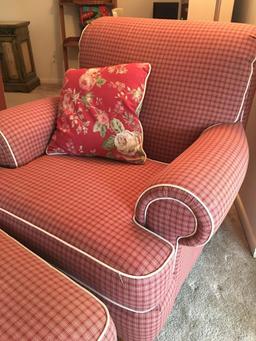 Oversized Plaid Chair w/Ottoman by Guild Craft