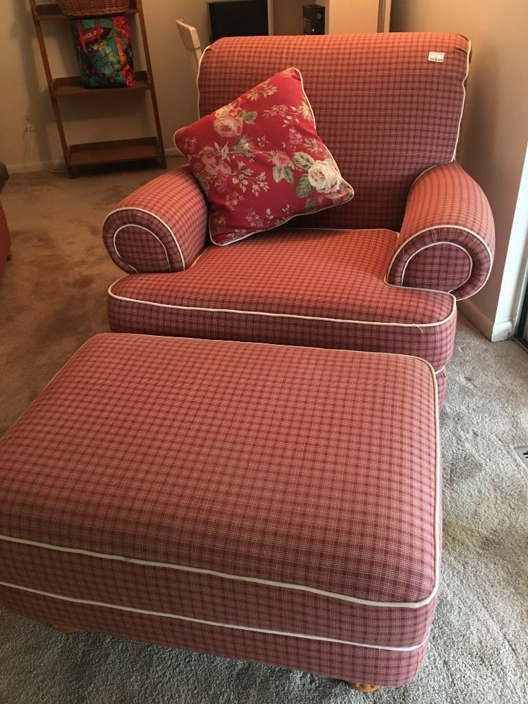 Oversized Plaid Chair w/Ottoman by Guild Craft
