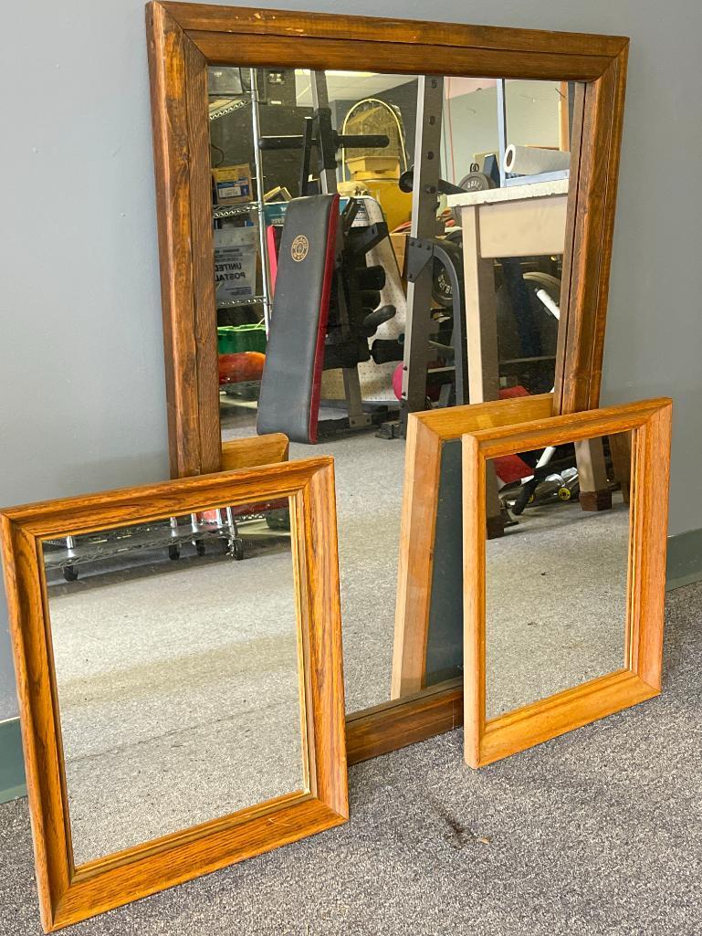 Group of 3 Wood Framed Mirrors