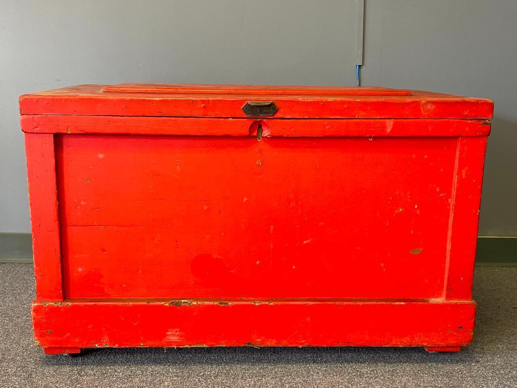 Vintage Rolling Wood Trunk