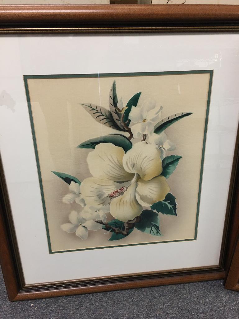 Pair of Framed Hibiscus Floral Prints