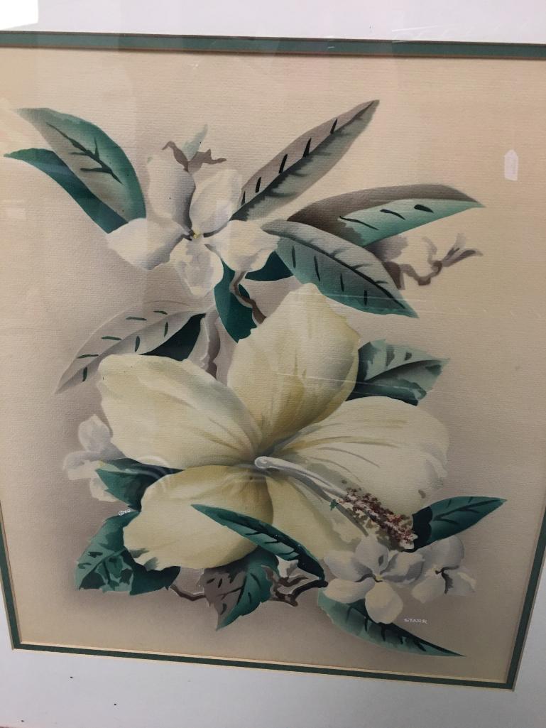 Pair of Framed Hibiscus Floral Prints