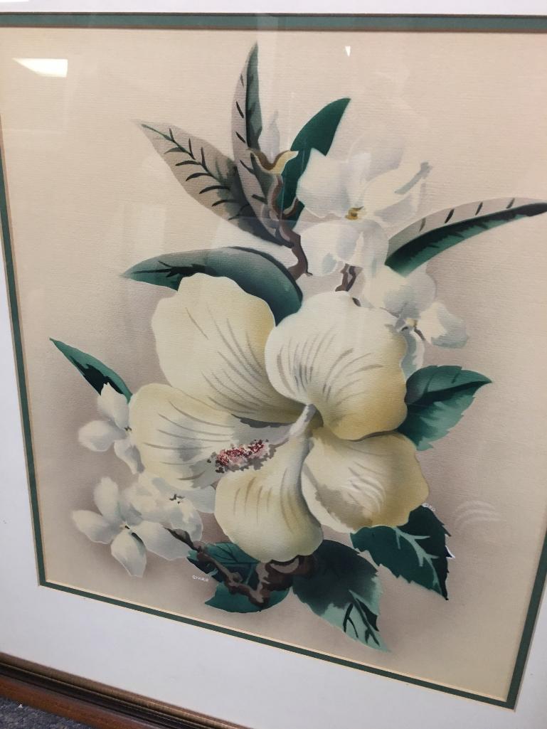 Pair of Framed Hibiscus Floral Prints