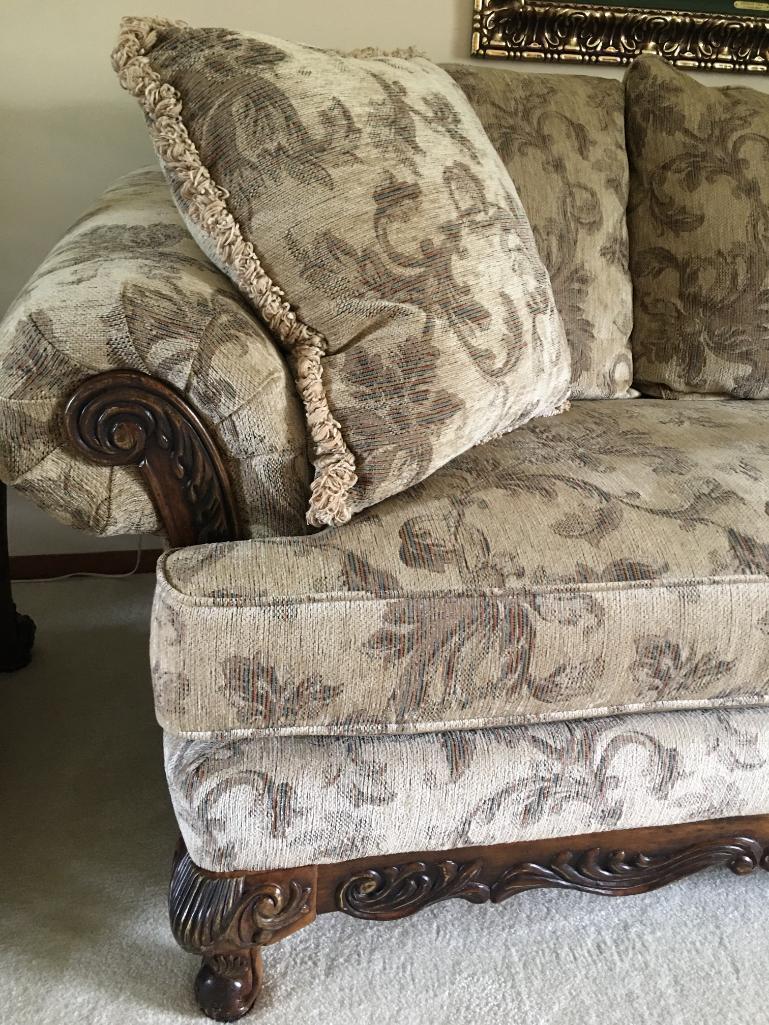 Ornate Wood Trim Sofa by Schnadig