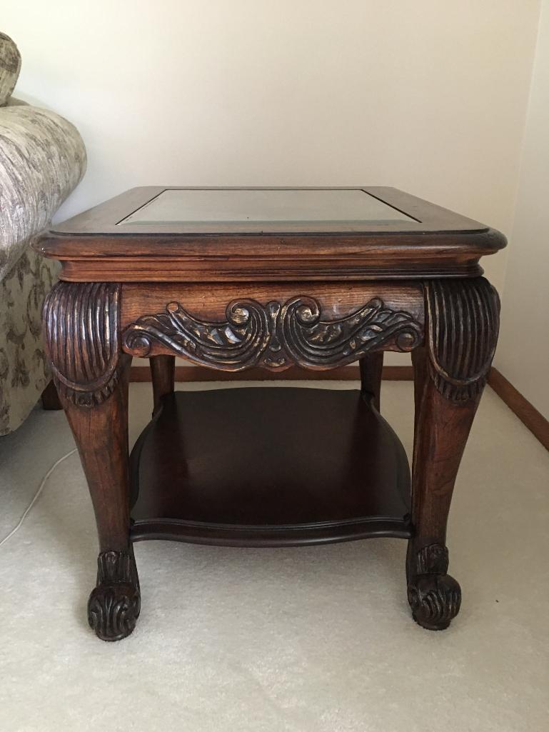 Wood and Glass Top End Table