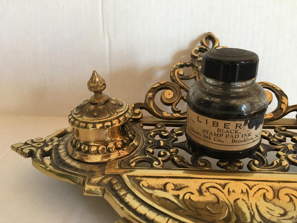 Antique Brass Ink Well