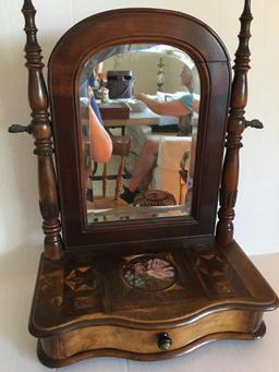 Antique Dresser Top Mirror with Drawer