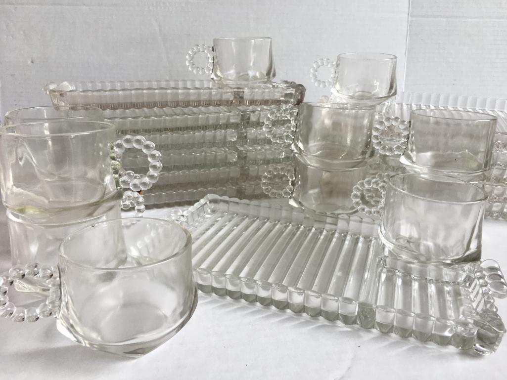 Set of 12 Vintage Luncheon Snack Plates and Cups
