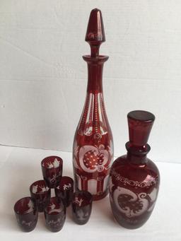 Vintage Egerman Decanters and Glasses