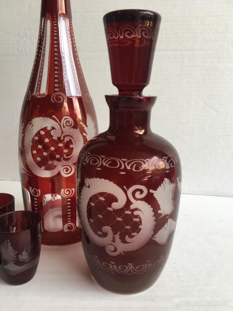 Vintage Egerman Decanters and Glasses