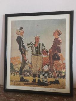 Framed Signed Jim Davis Norman Rockwell "Coin Toss" 1524/2500, Notice Garfield!!