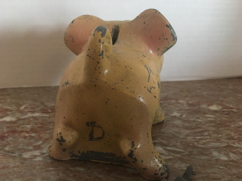 Vintage Metal Pig Bank by The Homestead Loan A Savings Dayton, OH w/Key