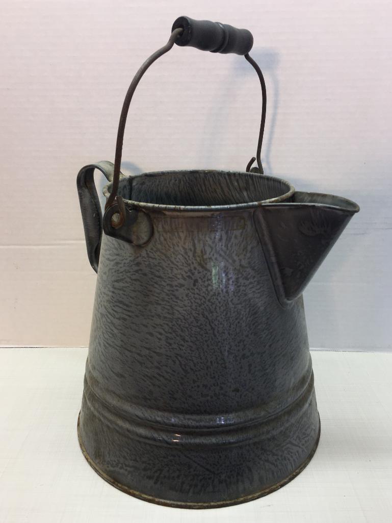 Antique Galvanized Watering Can w/Wood Handle