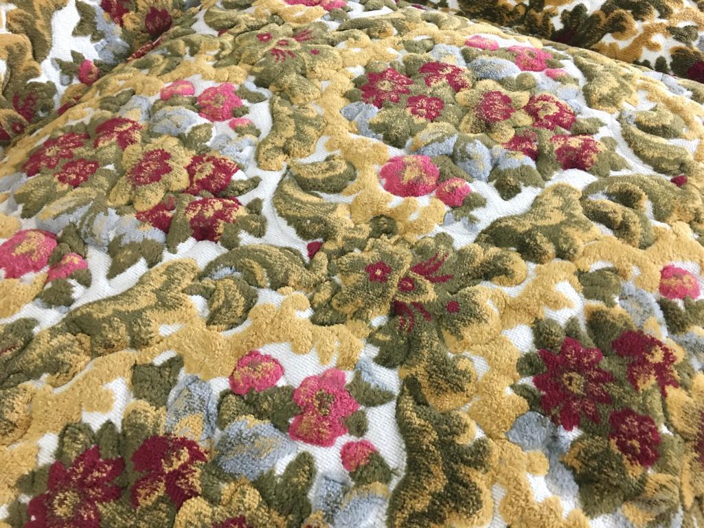 Vintage Custom Raised Tapestry Floral Loveseat on Casters