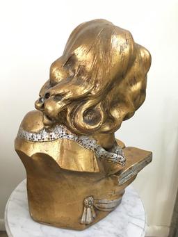 Vintage Gold Tone Child Bust w/Book