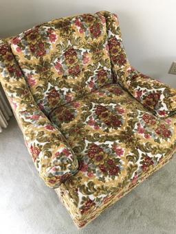 Vintage Custom Raised Tapestry Floral Chair on Casters