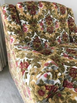 Vintage Custom Raised Tapestry Floral Chair on Casters