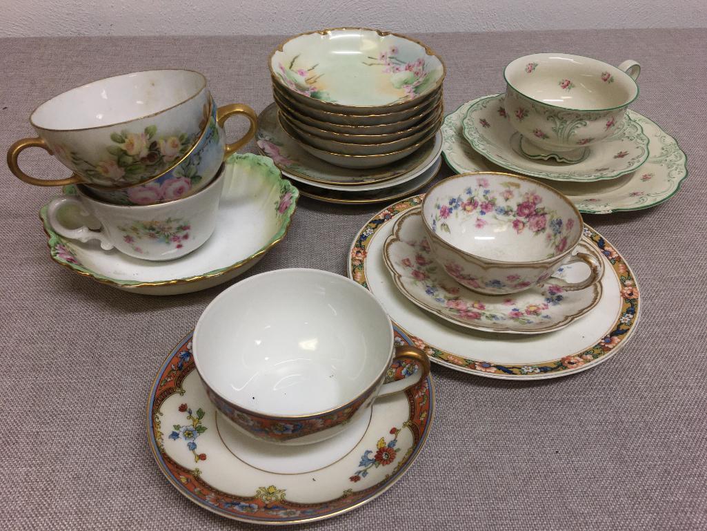 Group of Misc Porcelain Dishes, Tea Cups and More