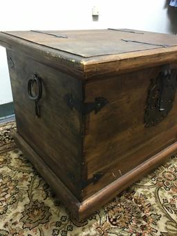 Wood Trunk w/Decorative Wrought Iron Detail