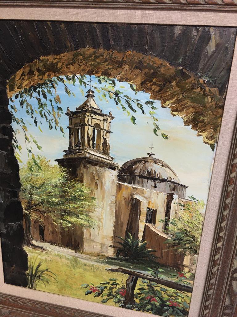 Framed Original Oil Painting "San Juan Mission" by Cristina Robbins