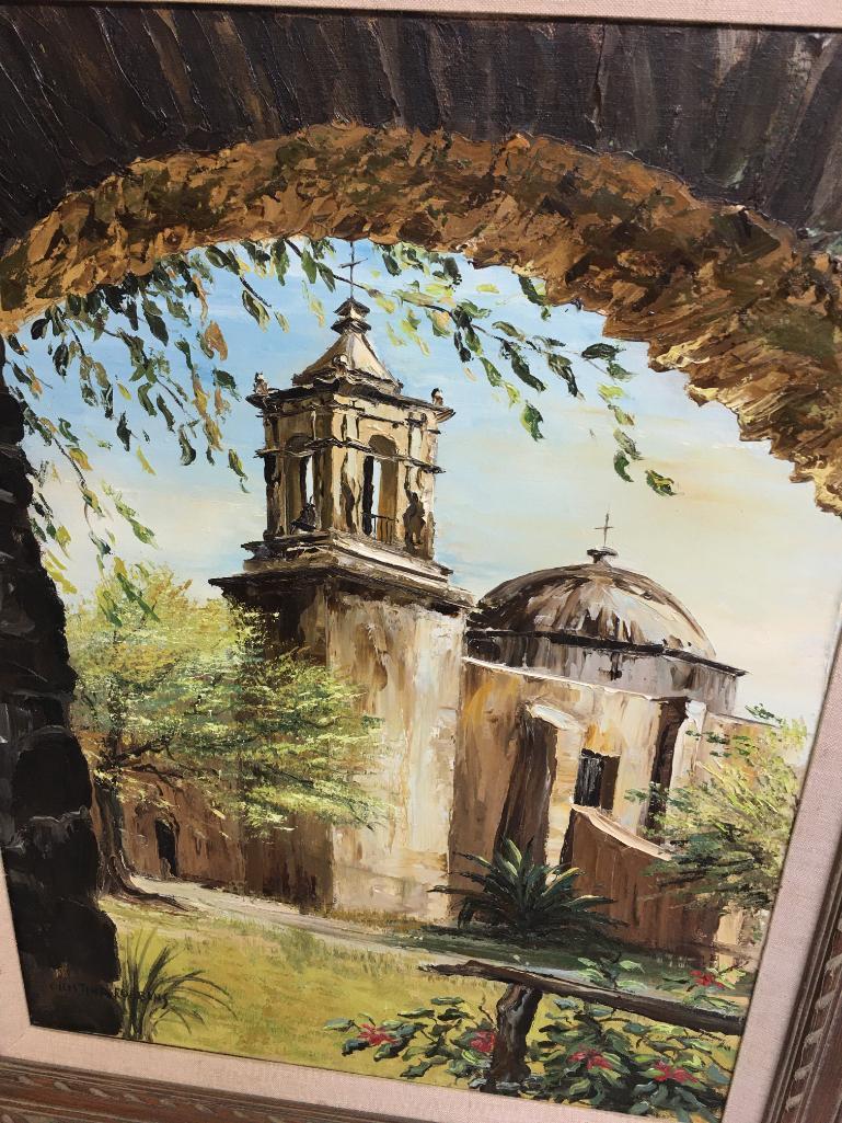 Framed Original Oil Painting "San Juan Mission" by Cristina Robbins