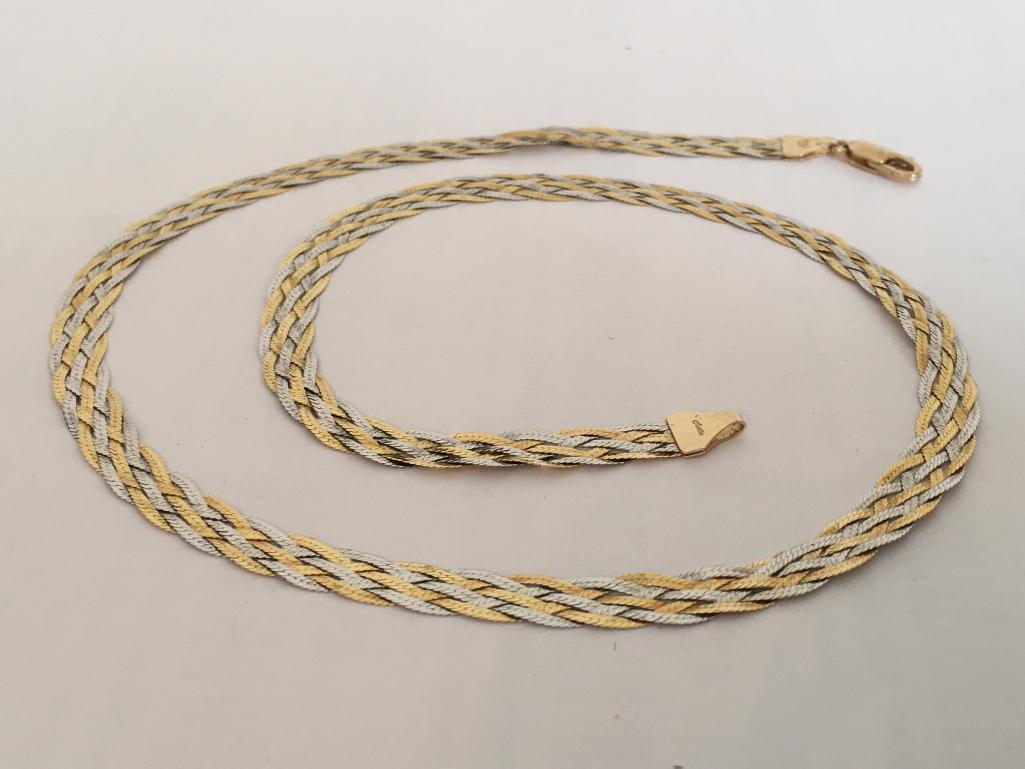 14K Gold Braided 18" Necklace Weight .25oz