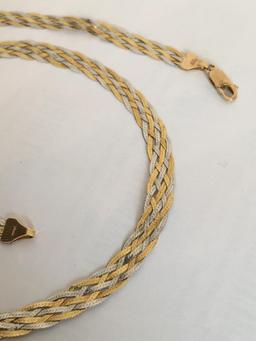 14K Gold Braided 18" Necklace Weight .25oz