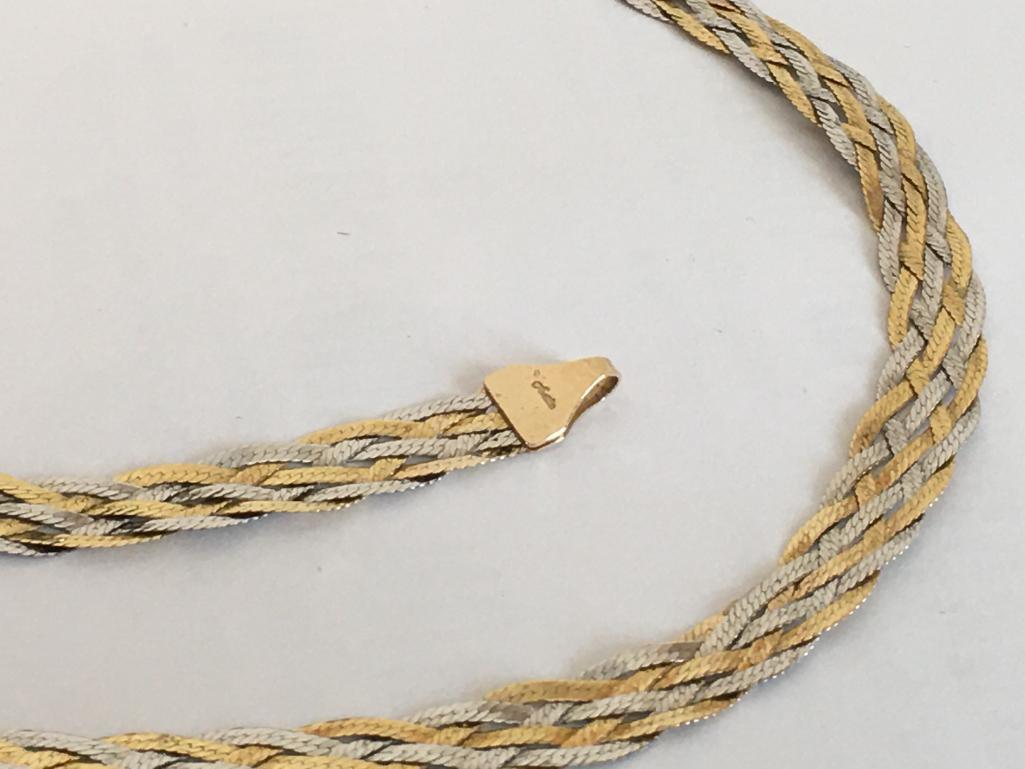 14K Gold Braided 18" Necklace Weight .25oz
