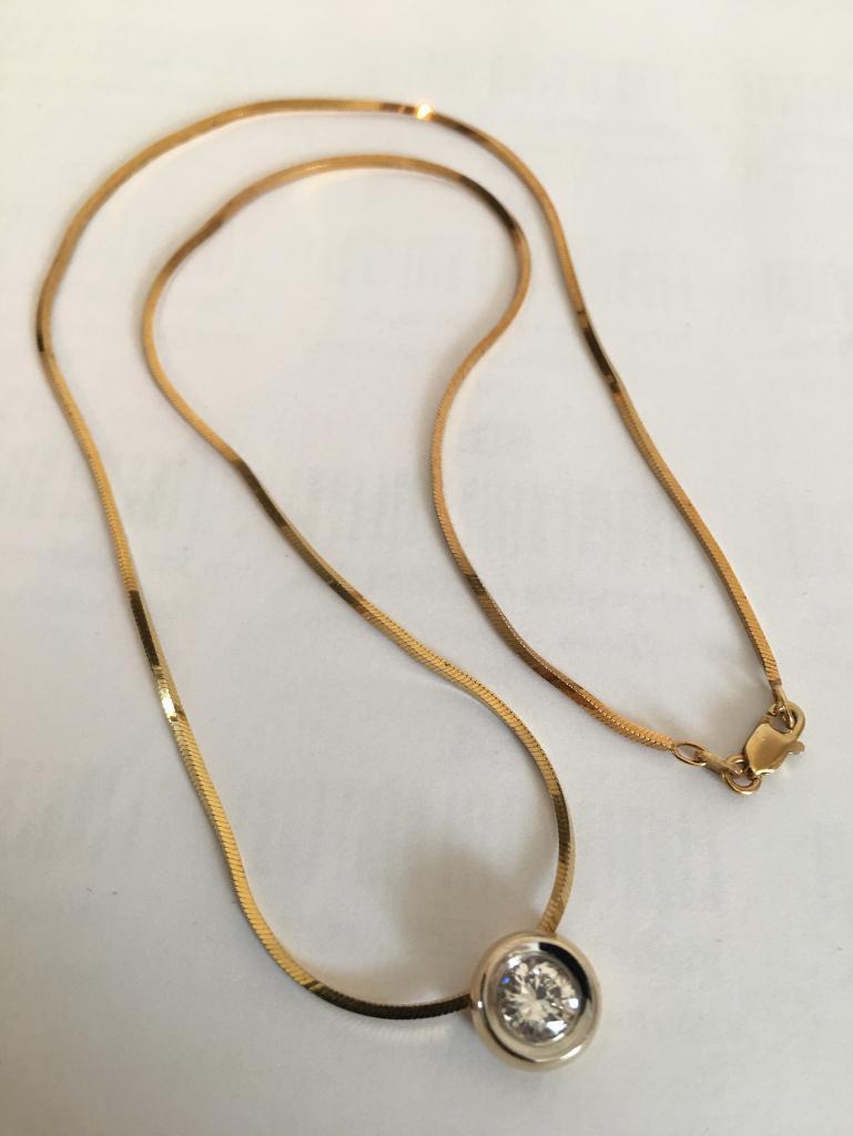 14K Italy Gold and Diamond Pendant Necklace