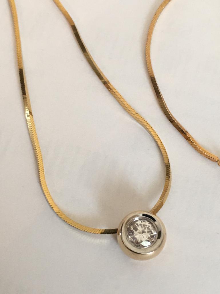 14K Italy Gold and Diamond Pendant Necklace